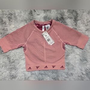 Adidas Women's Burgundy Aeroknit Training Running Crop Top NWT